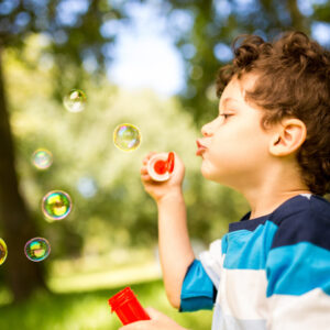 Child playing outside.